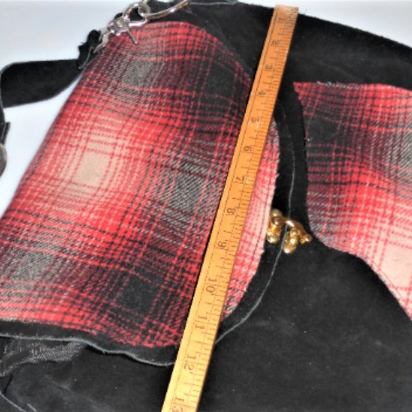 Black Suede PURSE Cowhide Purse SADDLE BAG Crossbody Purse Messenger Bag - Picture 6 of 8